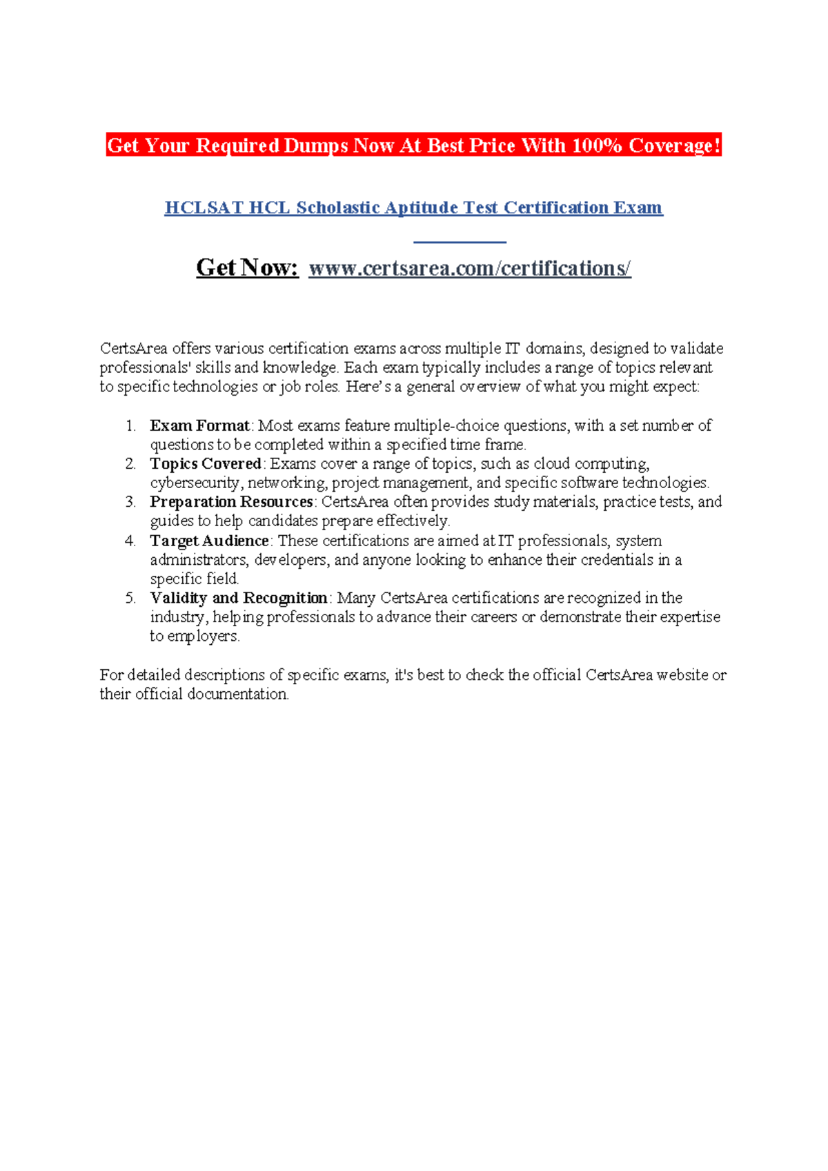 Hclsat HCL Scholastic Aptitude Test Certification Exam - Get Your ...