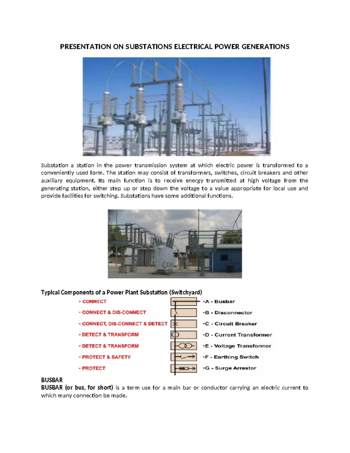 Substation Electrical Power Generation Overview: Components ...