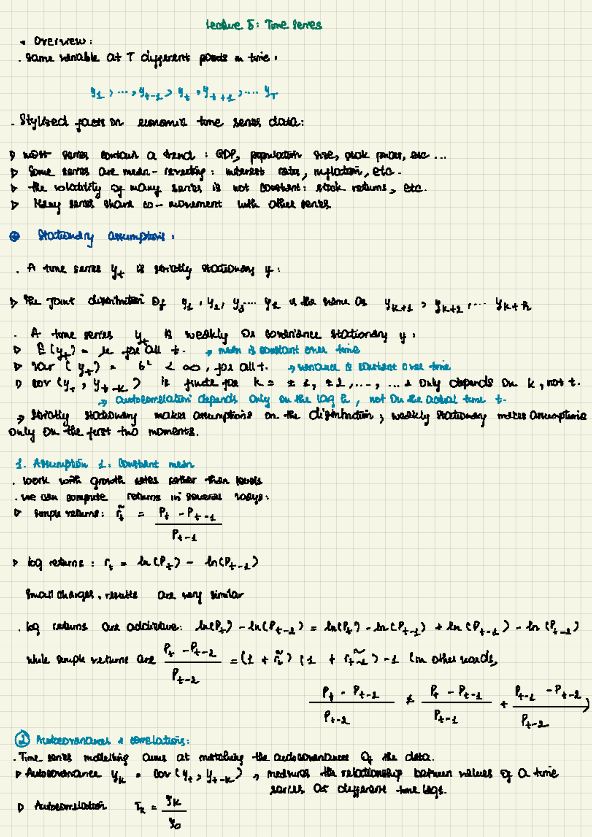 Lecture 5: Overview of Time Series Analysis and Models - Studeersnel