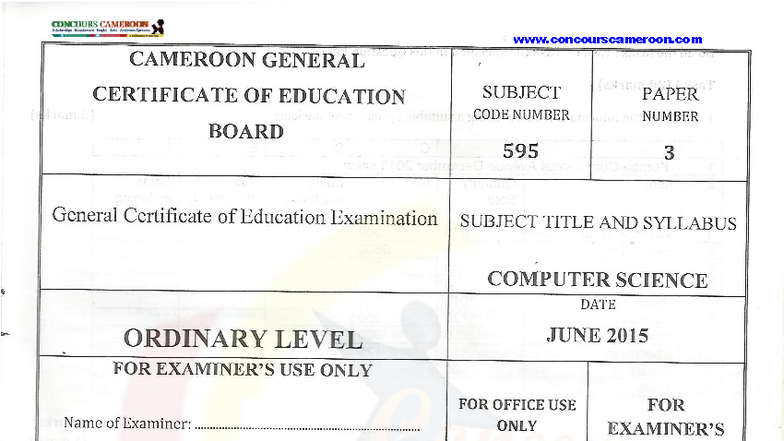 JUNE 2015 OL CSC P3 Computer Science Exam Paper - Studocu