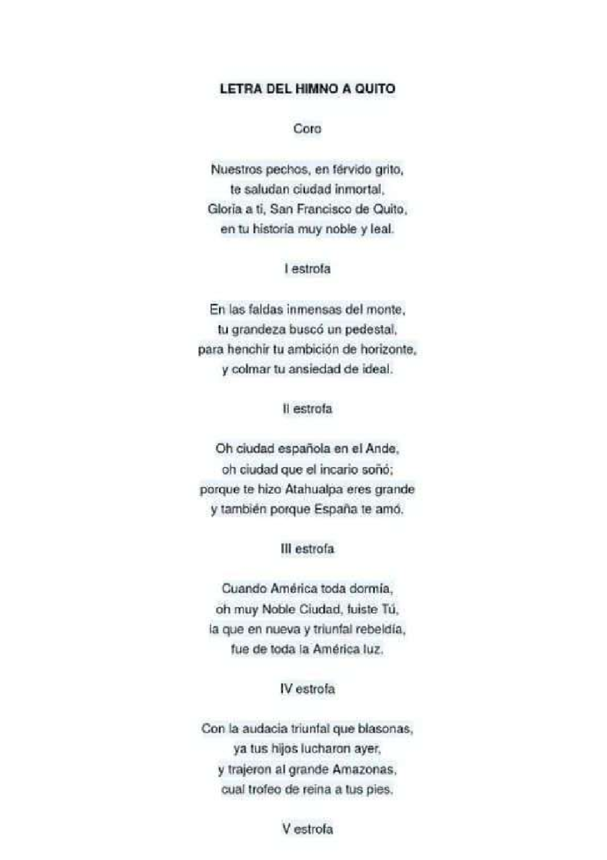 Himno a Quito: Letra y Significado de Nuestra Ciudad Inmortal - Studocu