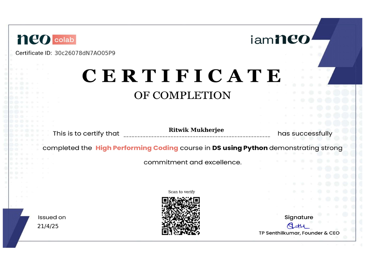 Imneo Data Science with Python - certficate - Visual Effects - neo ...
