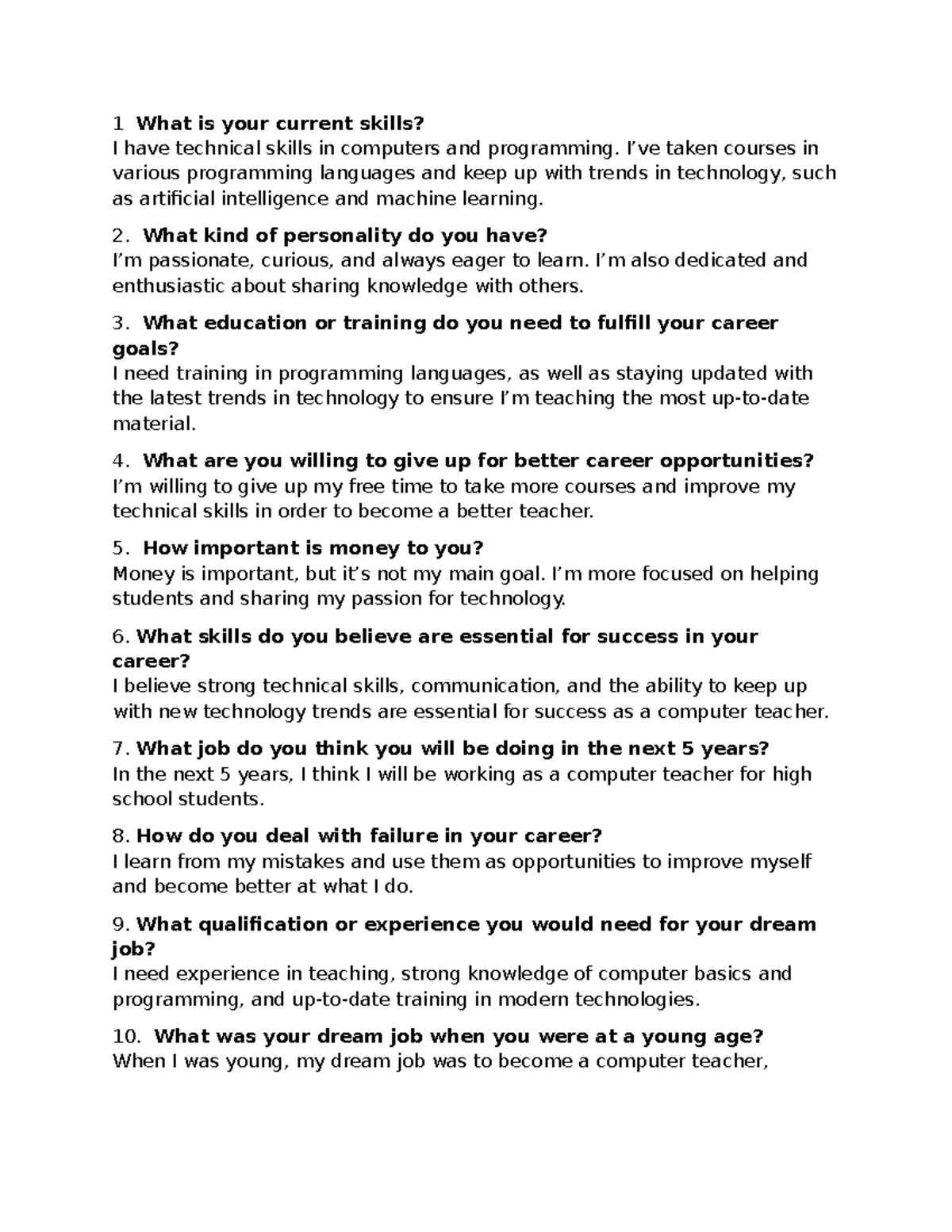 Career Reflection and Skills Development for Future Educators - Studocu