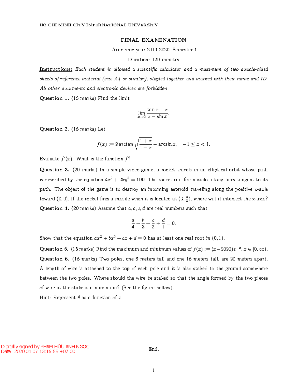 2019-2020-S2-Analysis 1-Final Exam Questions and Solutions - Studocu