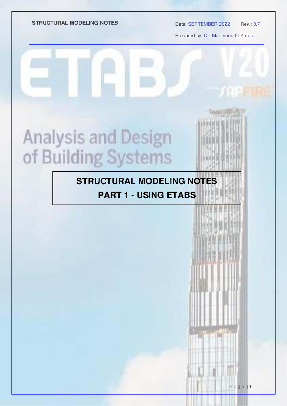 Structural Modeling Notes (ETABS) - Comprehensive Guide Part 1 - Studocu