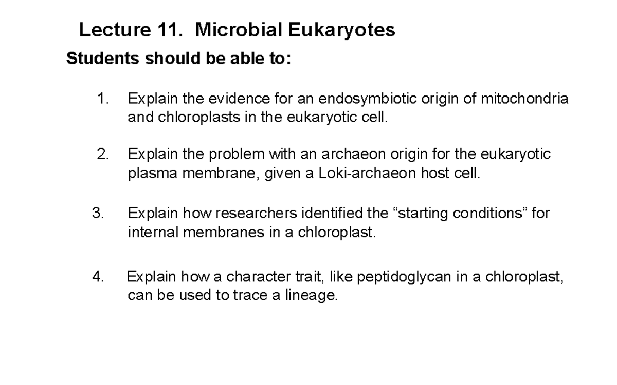 Lecture 11: Microbial Eukaryotes Overview - Studocu
