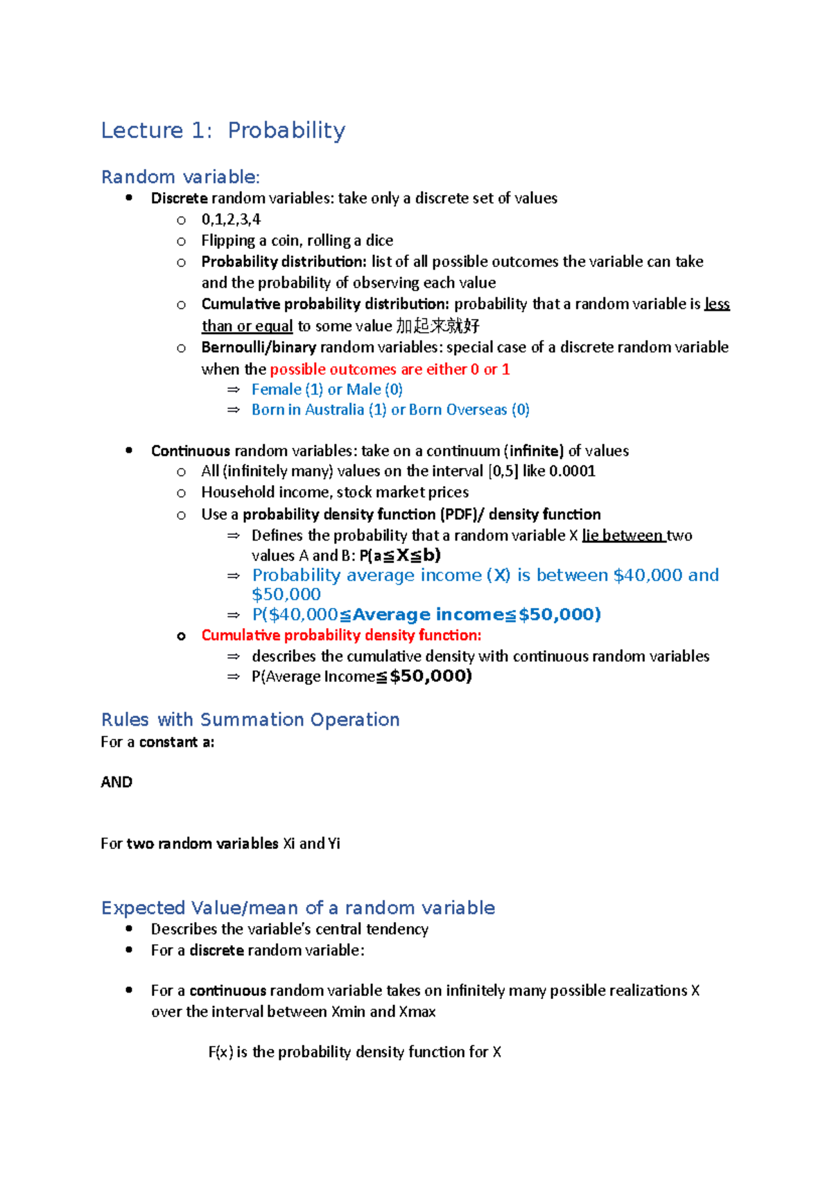 Lecture Notes on Probability and Statistics (Course Code: LEC 101 ...