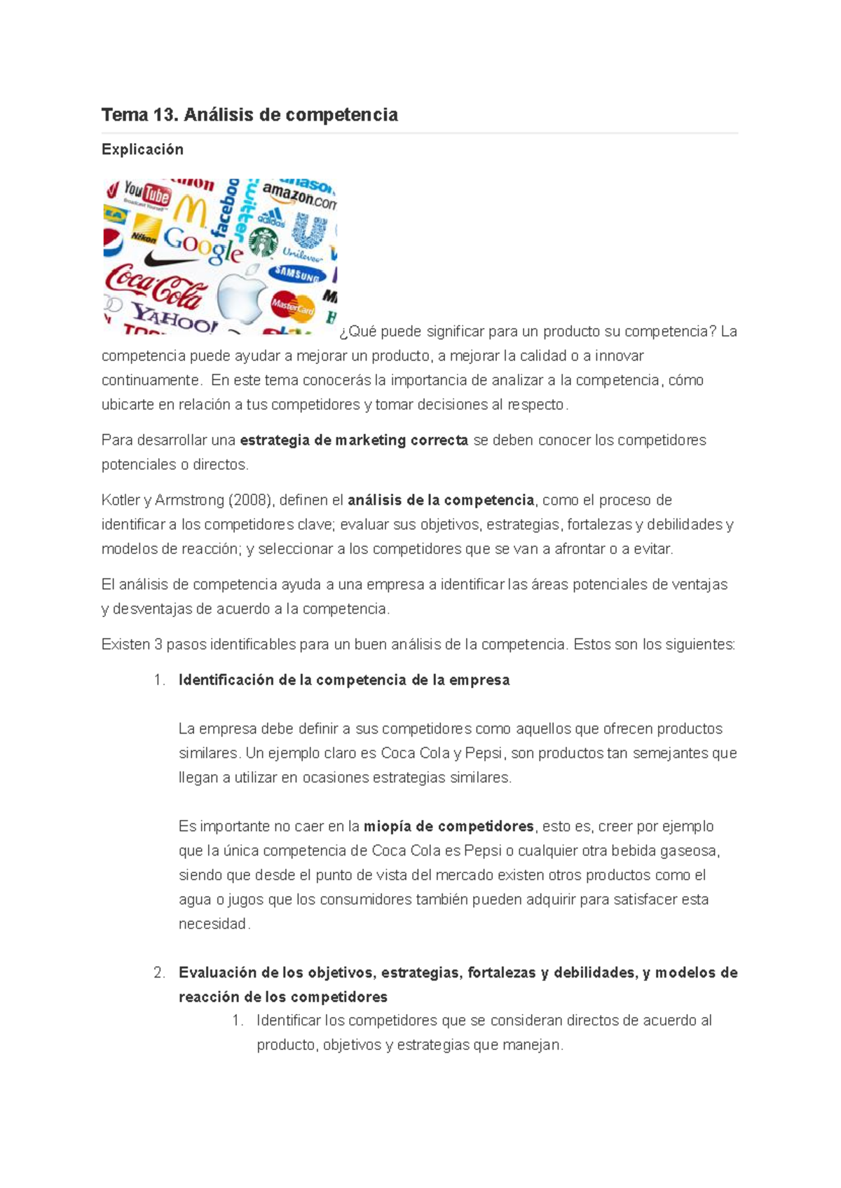 Tema 13 - Análisis de Competencia: Estrategias y Benchmarking - Studocu