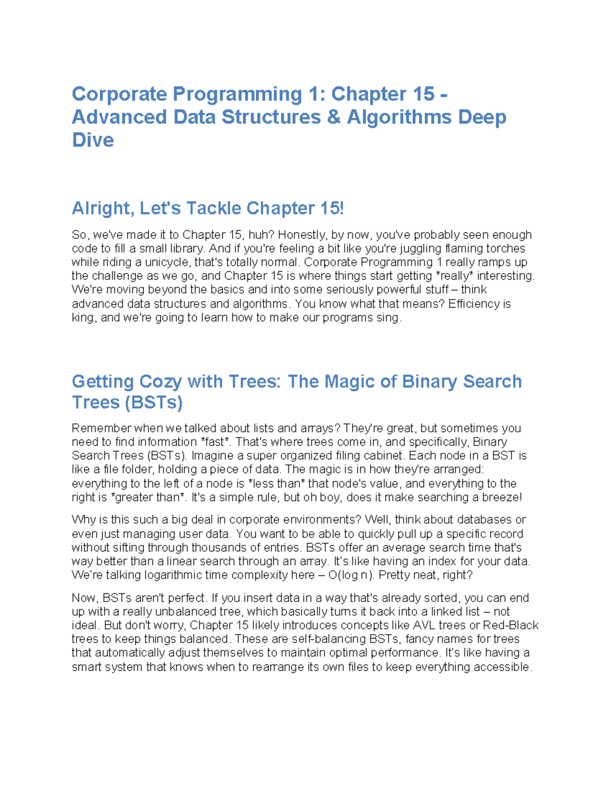 Corporate Programming 1: Chapter 15 Advanced Data Structures Review ...