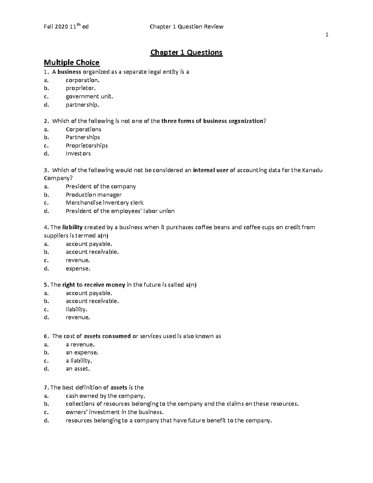 Chapter 1 Questions & Solutions Review - Updated 11th Edition - Studocu