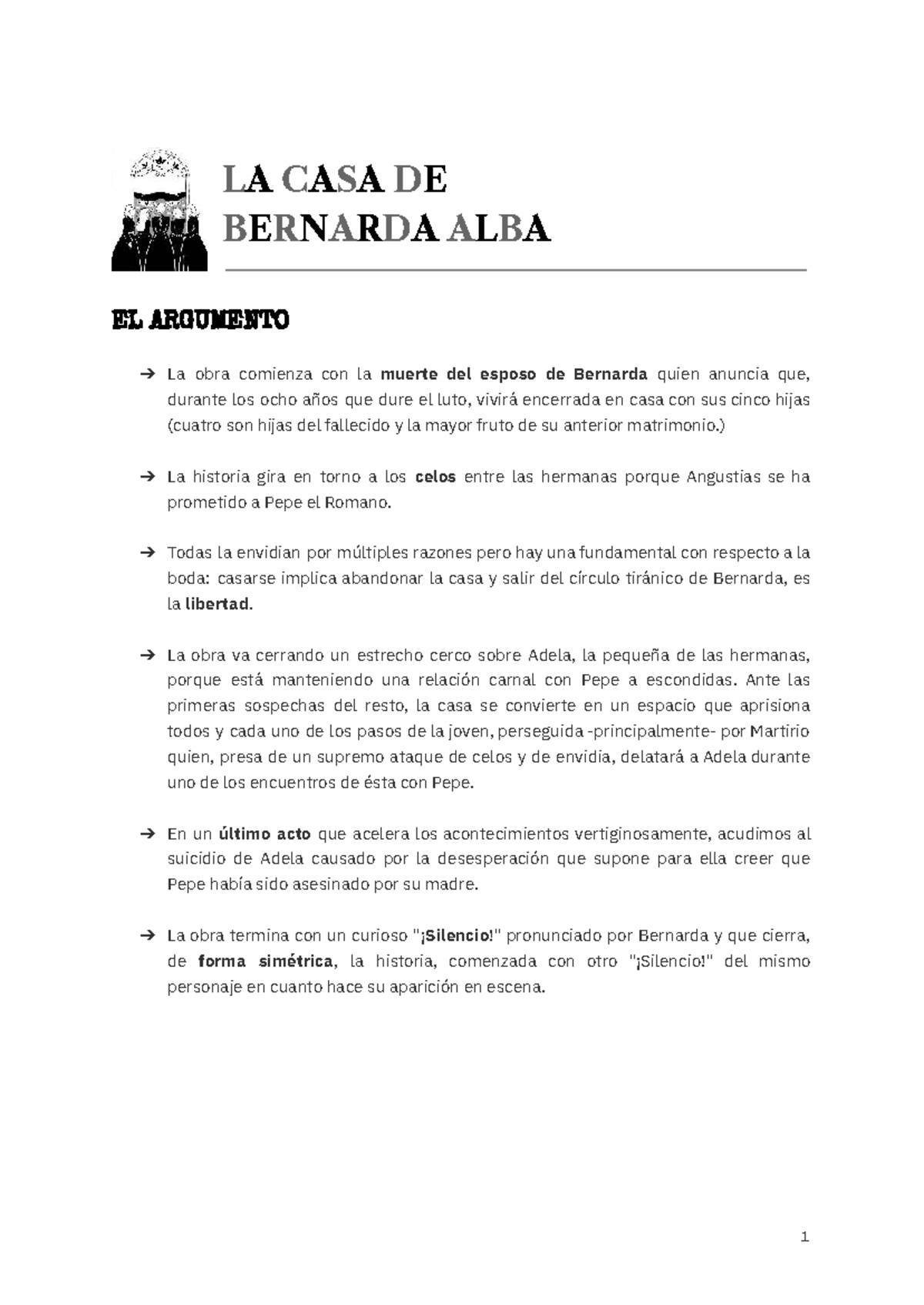Apuntes sobre "La Casa de Bernarda Alba" (LIT 101) - Document Preview