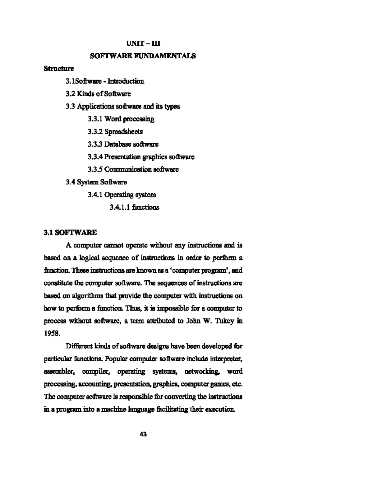 Computer applications for business - UNIT SOFTWARE FUNDAMENTALS ...