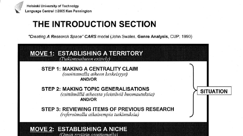 Creating a Research Space: CARS Model Overview and Applications (HUT ...