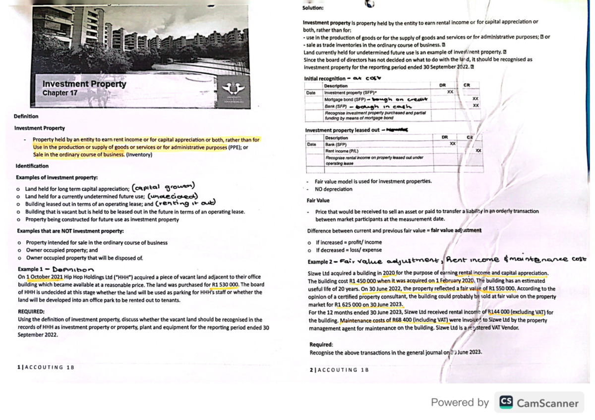 Investment Property Study Notes for Smart Investing - Studocu
