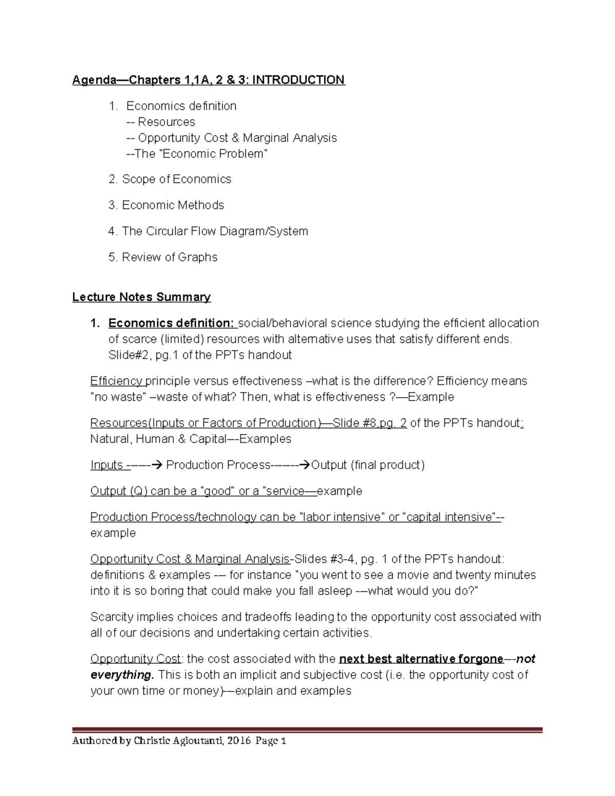 Lecture Notes Summary: Introduction to Economics (ECO101) - Studocu