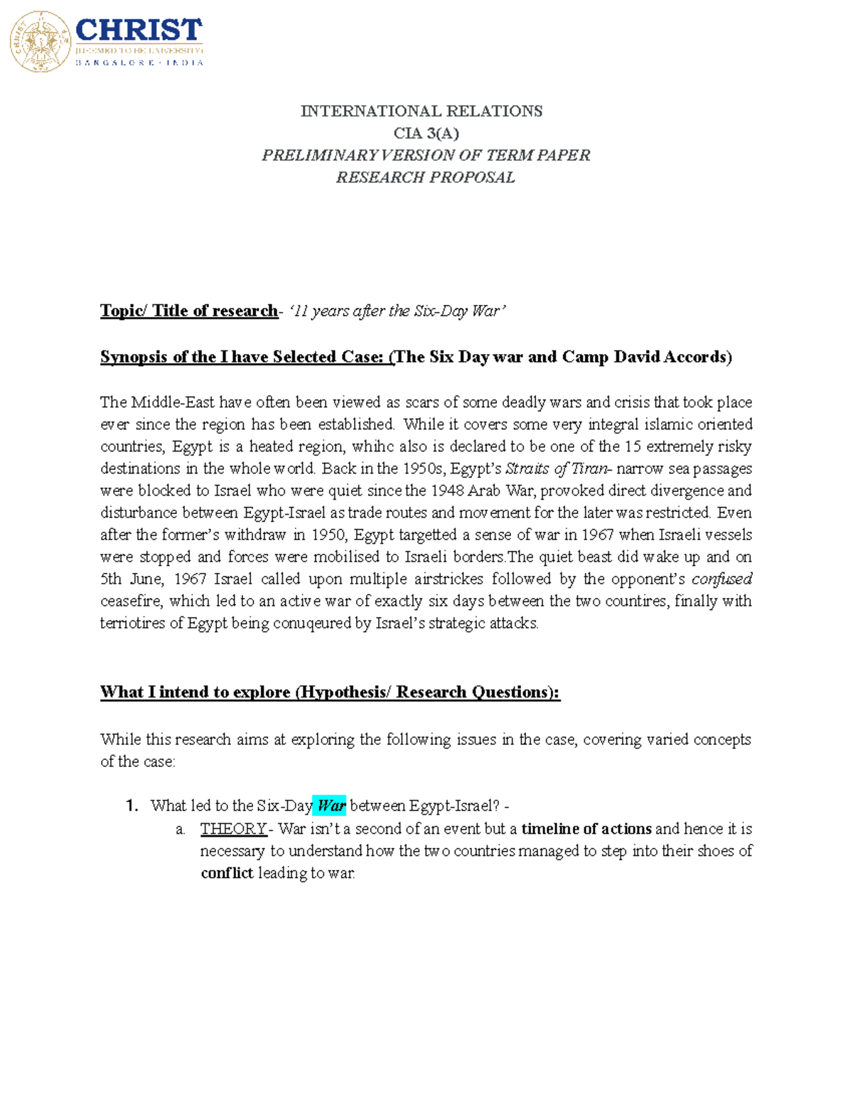 International Relations- CIA 3 (A) - INTERNATIONAL RELATIONS CIA 3(A ...