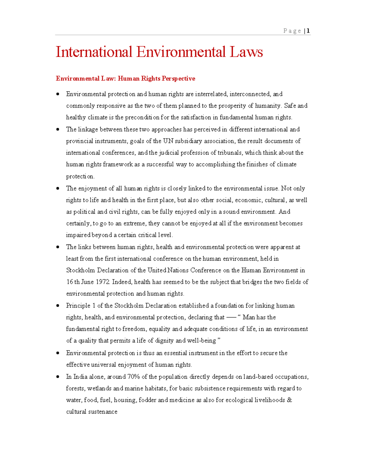 International Environmental Laws: A Human Rights Perspective (ENV 101 ...
