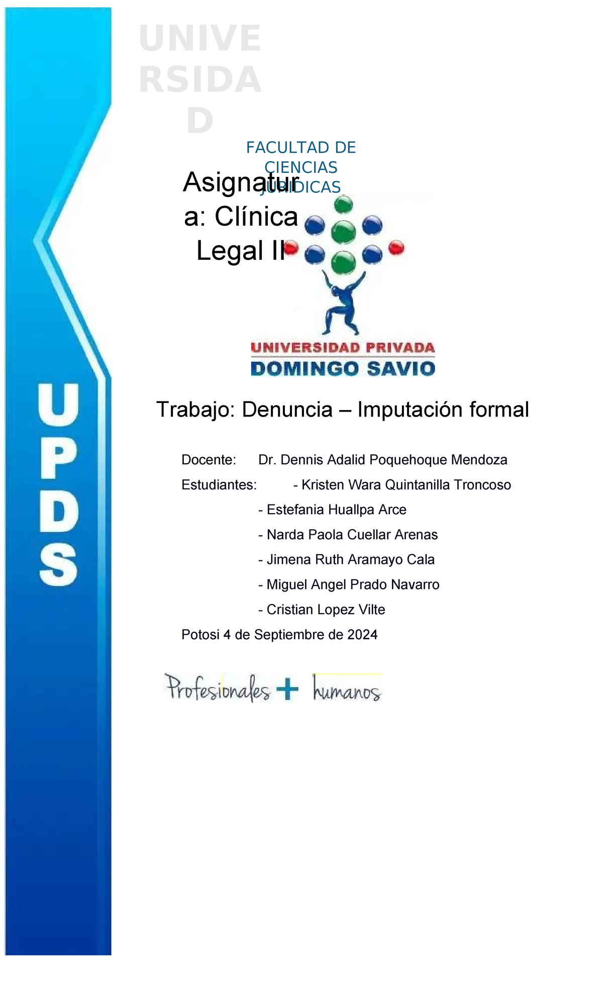 Denuncia Penal por Abandono de Familia - Clínica Legal II - UNIVE - Document Preview