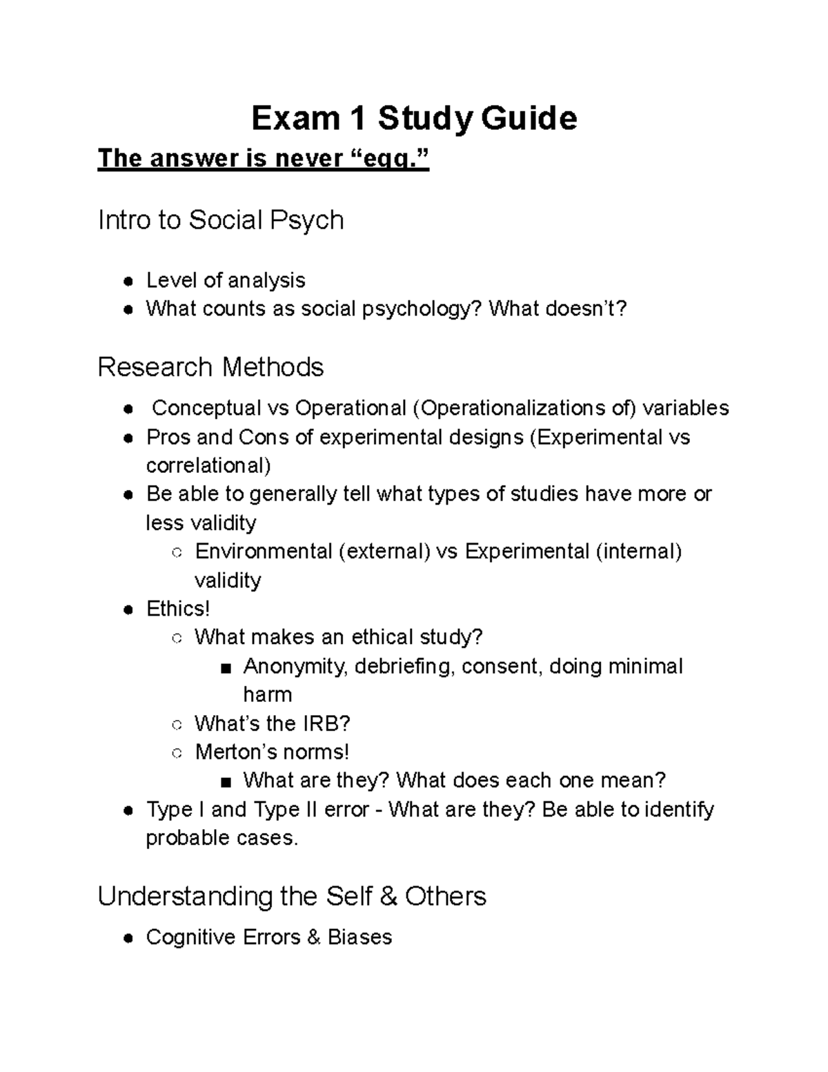 PSCH 312 Exam 1 Study Guide: Key Concepts in Social Psychology - Studocu