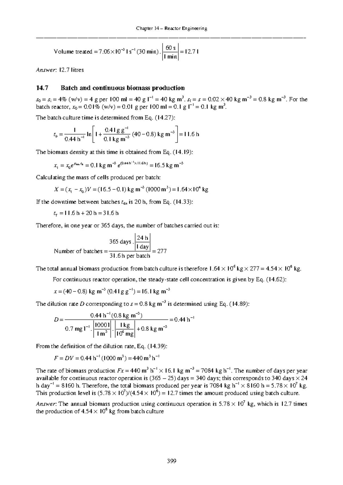 Chapter 14 Reactor Engineering: Batch vs Continuous Biomass Production ...