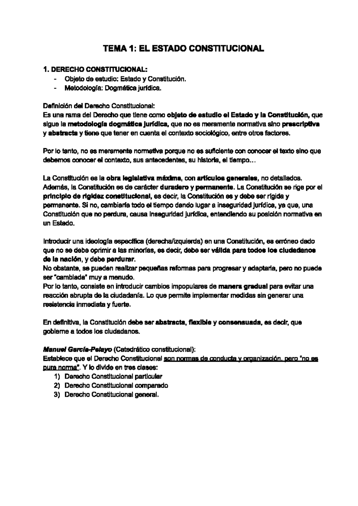 DConsti - TEMA 1: EL ESTADO CONSTITUCIONAL Y SU IMPORTANCIA - Studocu