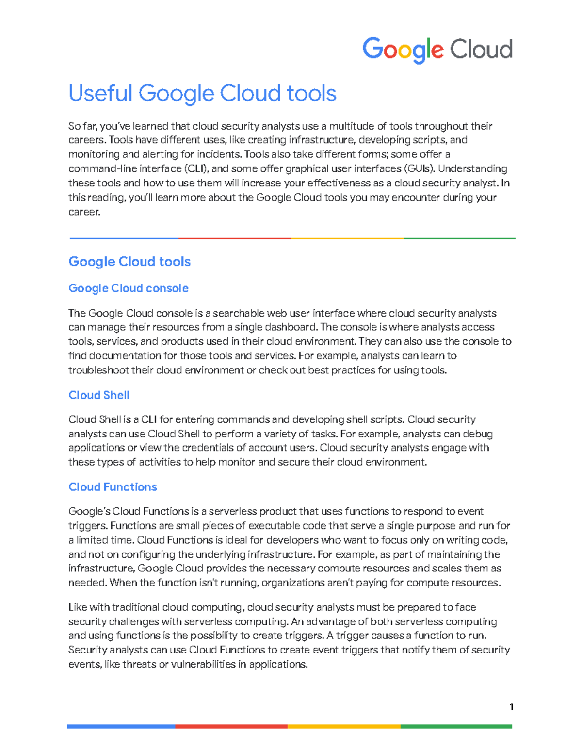 CCS Cc1 r 037 - Google Cloud Tools for Cloud Security Analysts - Studocu
