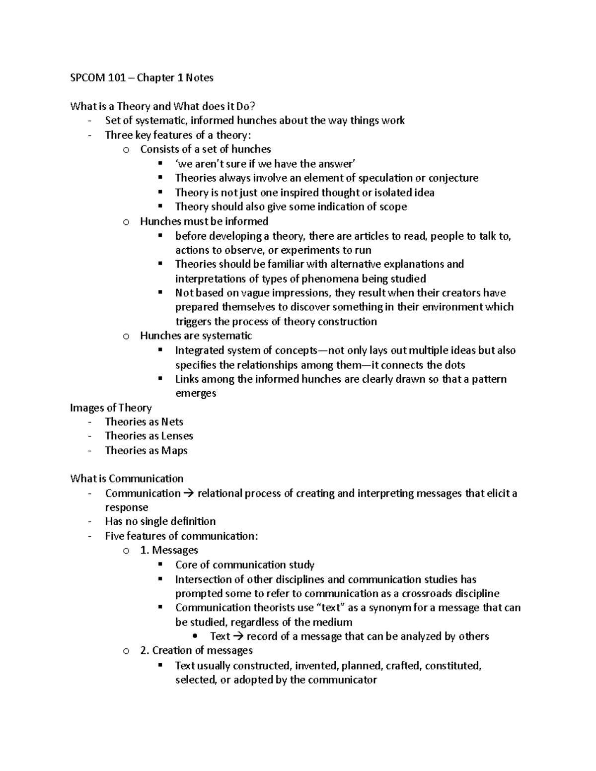 Spcom 101 - Chapter 1 Notes - Spcom 101 - UWaterloo - Studocu
