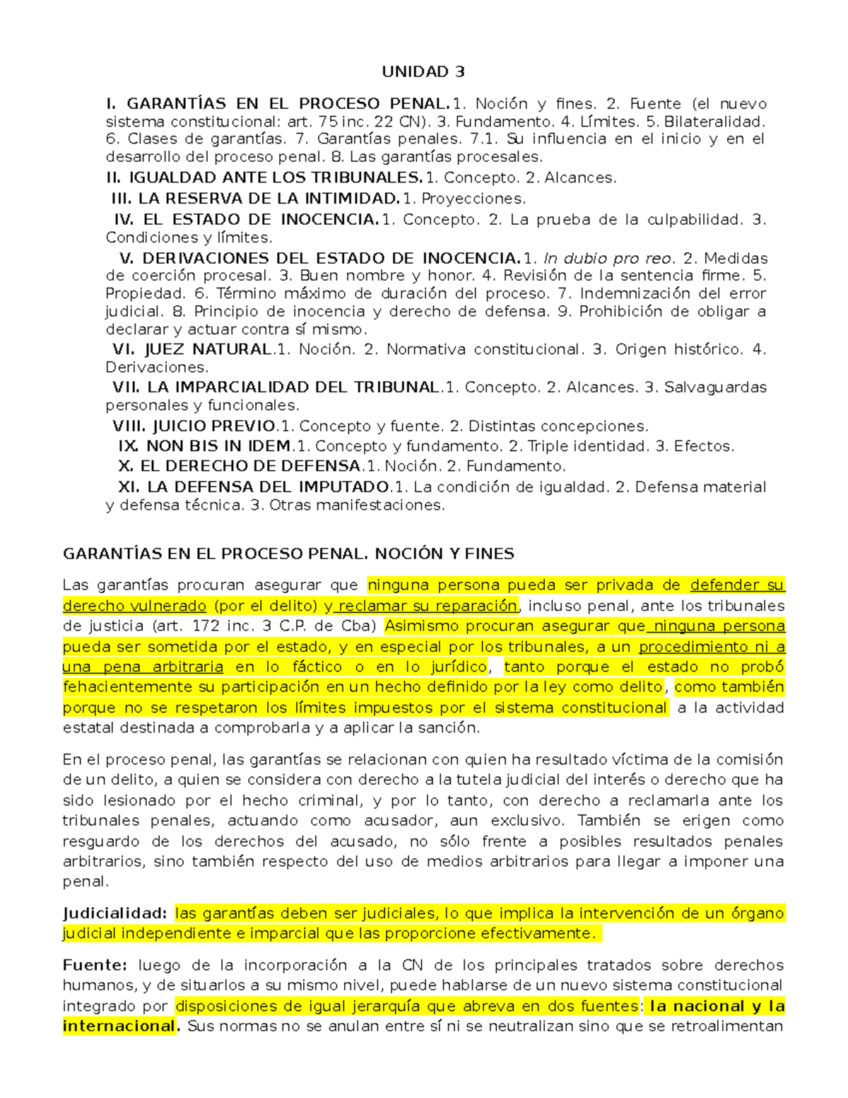 Unidad 3: Garantías y Principios en el Proceso Penal (CPP) - Studocu