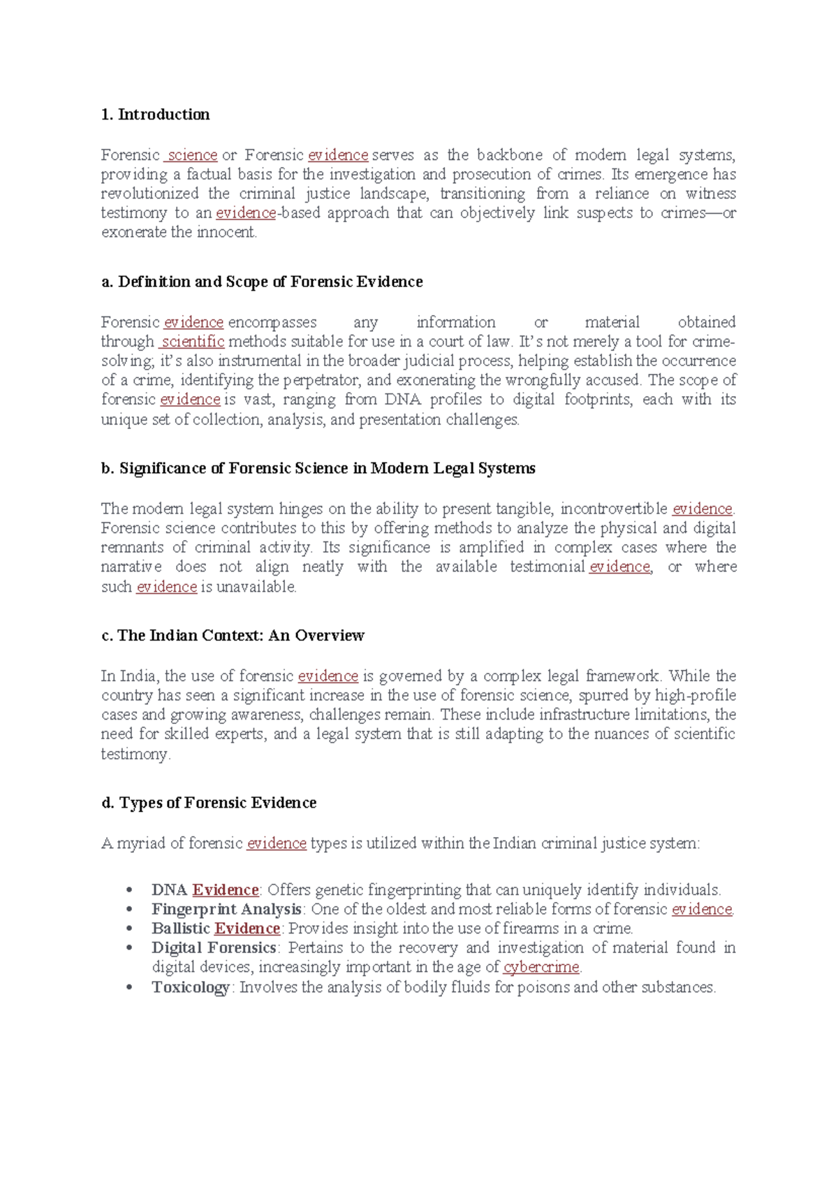 Modern Techniques - Introduction Forensic science or Forensic evidence ...