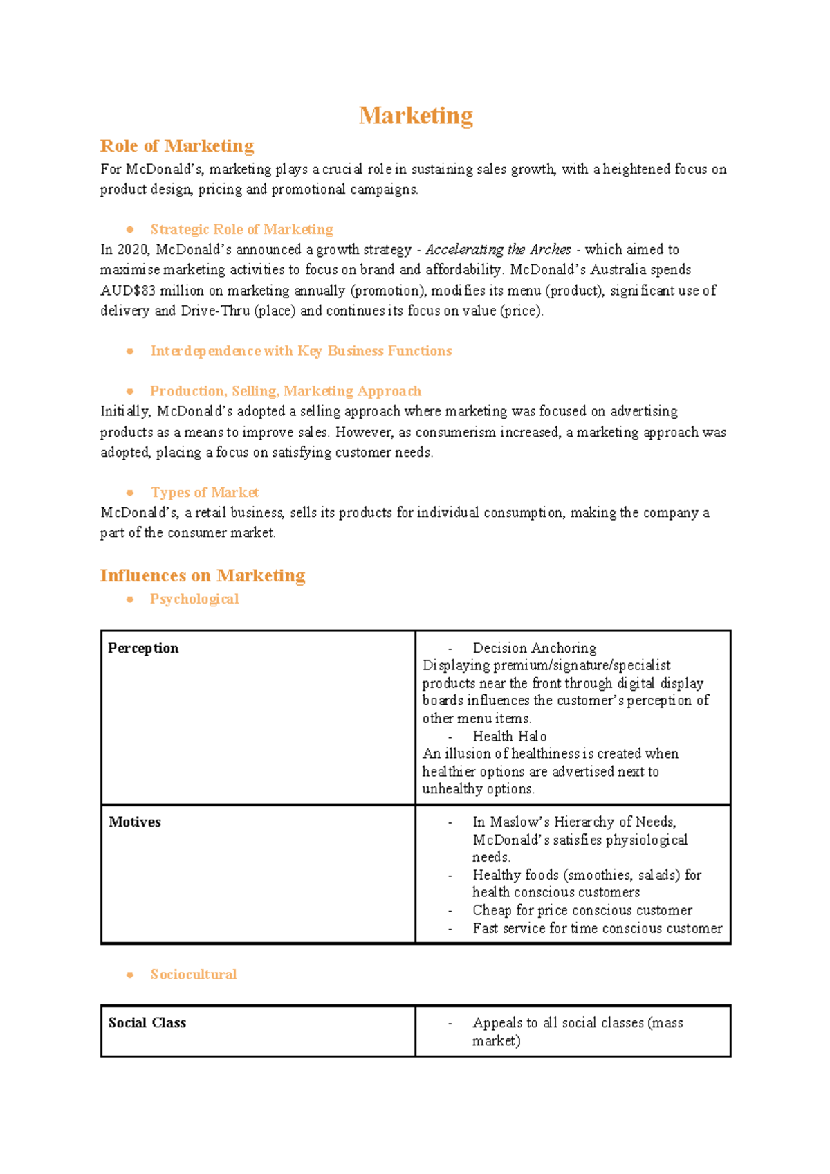 HSC Business Studies - McDonald's Marketing Strategies Case Study - Studocu