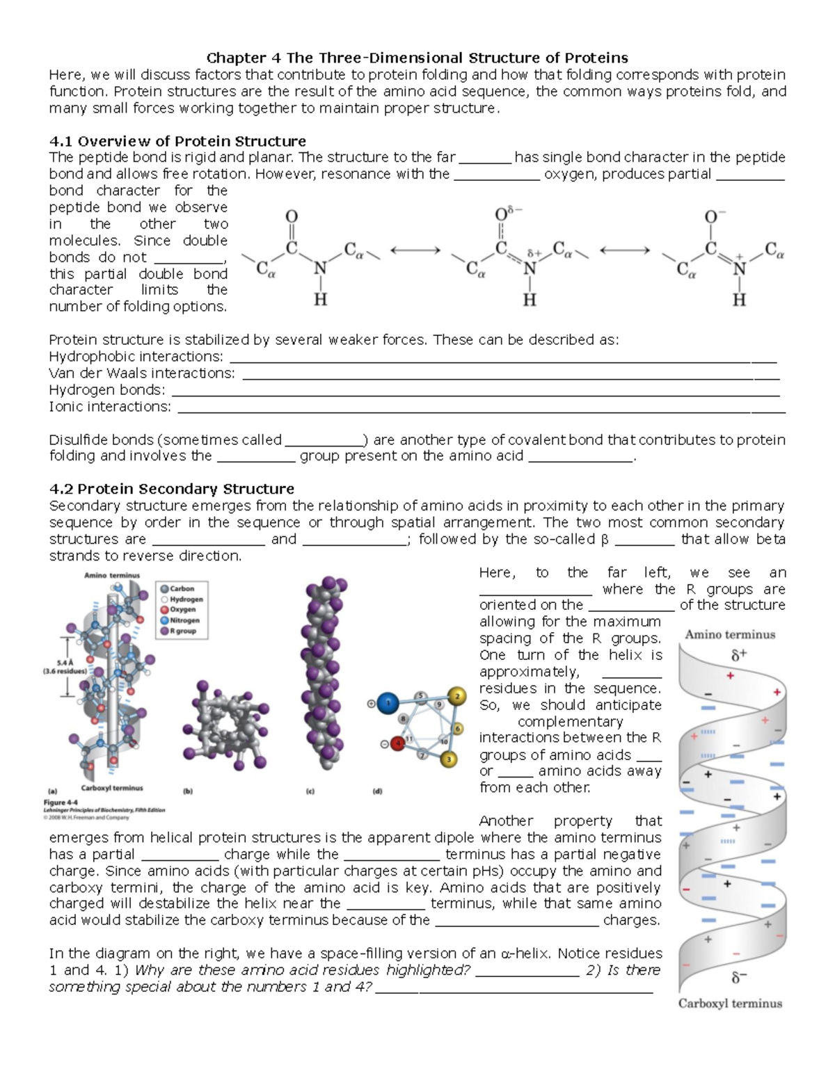 Chapter+4+Protein+Structure - Chapter 4 The Three-Dimensional Structure ...
