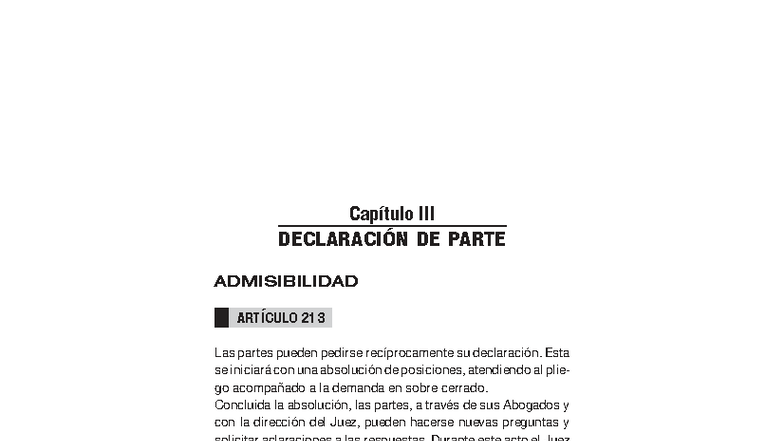 JURISDICCIÓN Y ACCIÓN: Declaración de Parte según Art. 213 del CPC