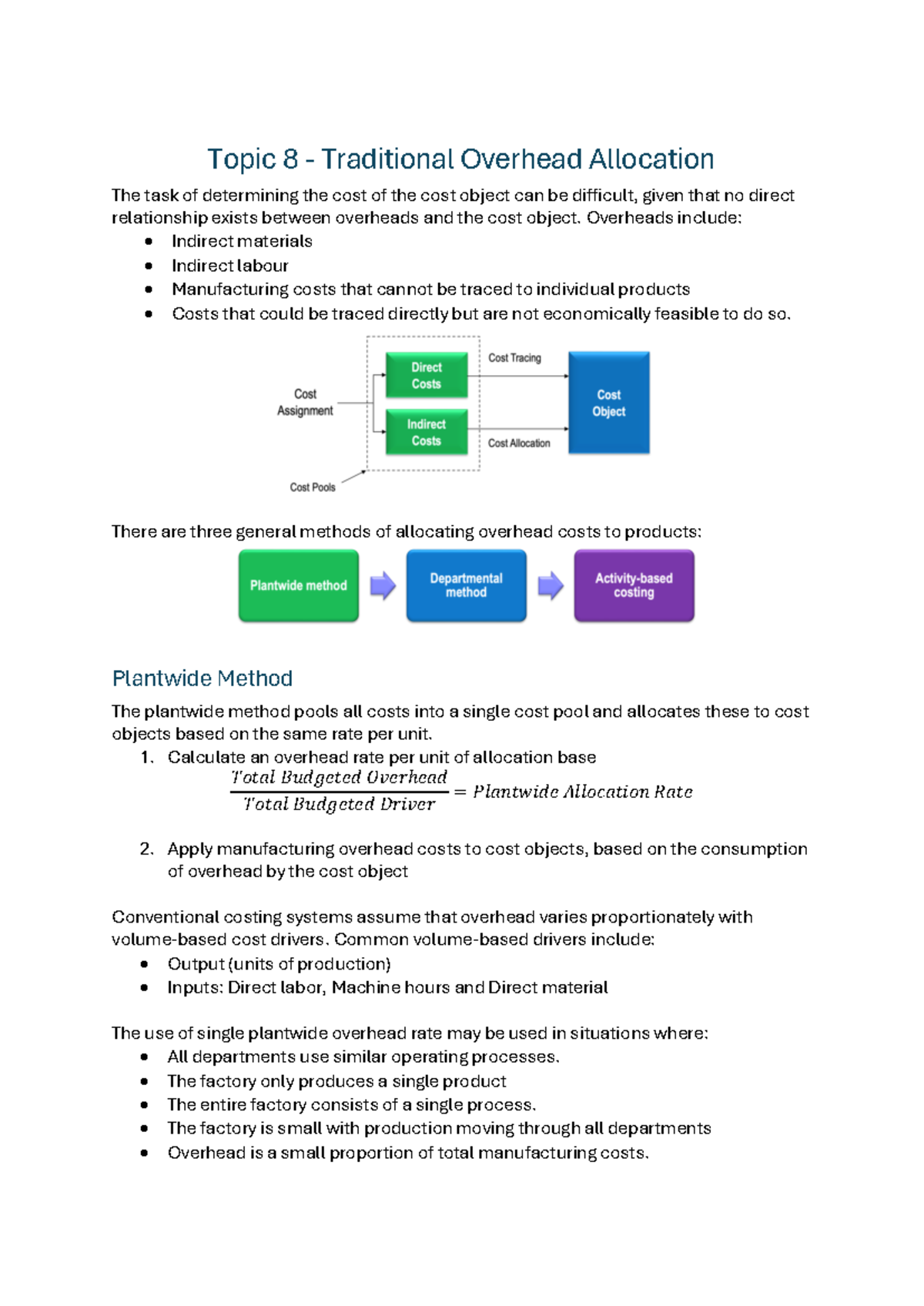 ACC 101 - Final Exam Notes on Overhead Allocation & Performance ...