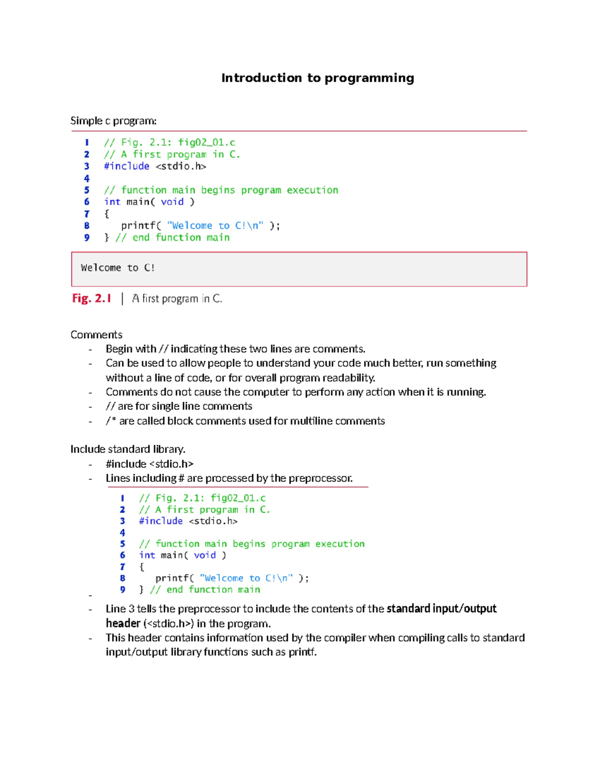 Introduction to programming - Introduction to programming Simple c ...