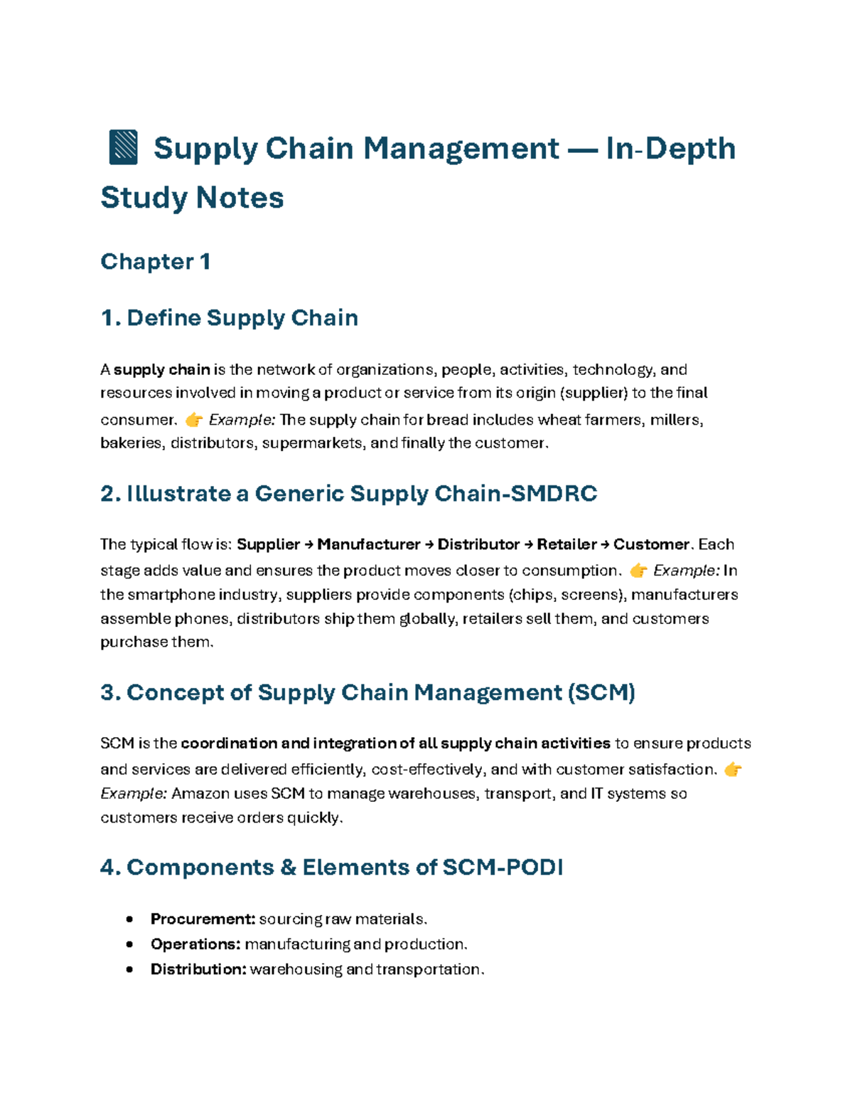 Supply Chain Management - In-Depth Study Notes - Studocu