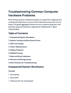 Step-by-Step Guide to Troubleshooting Common Computer Issues - Studocu