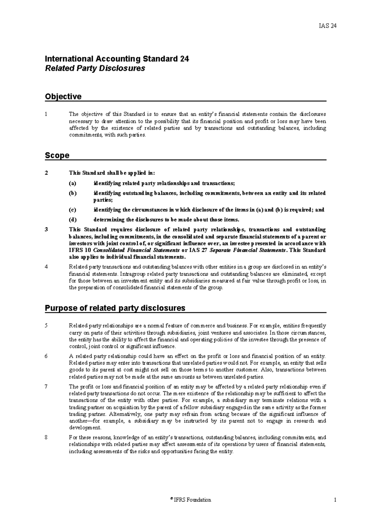 IAS 24 2017 - Related Party Disclosures Overview and Requirements - Studocu