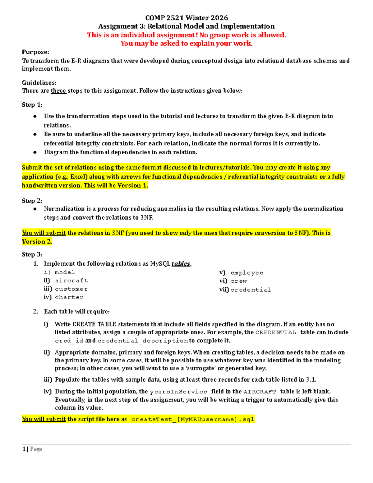 COMP 2521 Winter 2026 Assignment 3: Relational Model Implementation ...