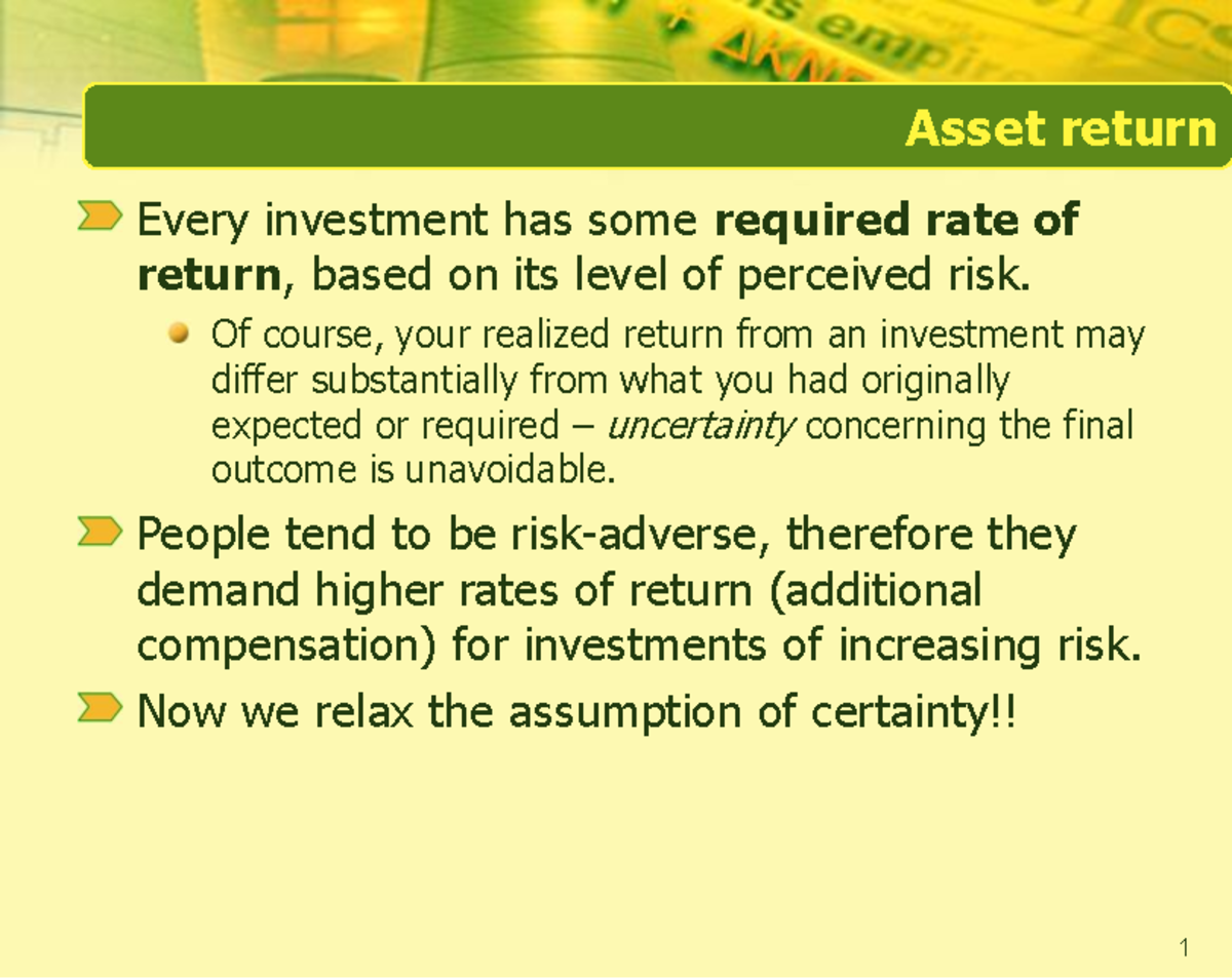 Asset Return Analysis: Understanding Risk and Portfolio Theory - Studocu