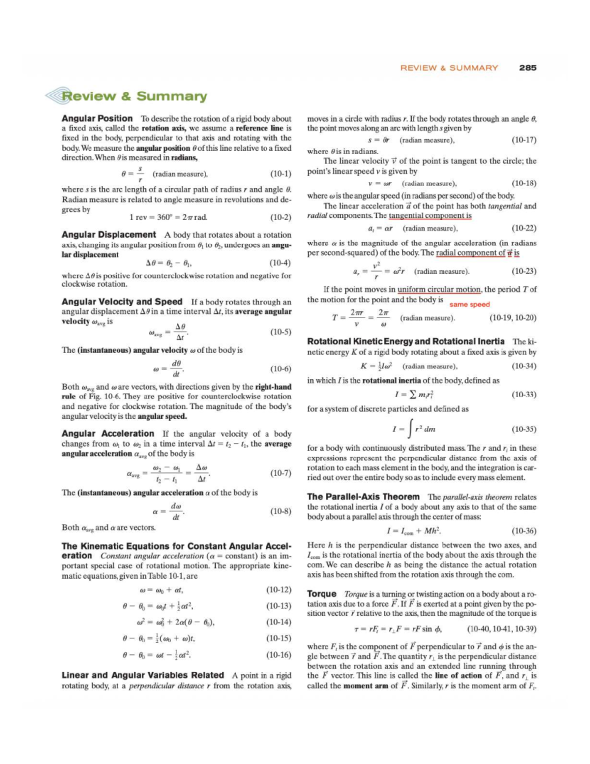 Angular Motion Summary: Key Formulas and Concepts - Studocu