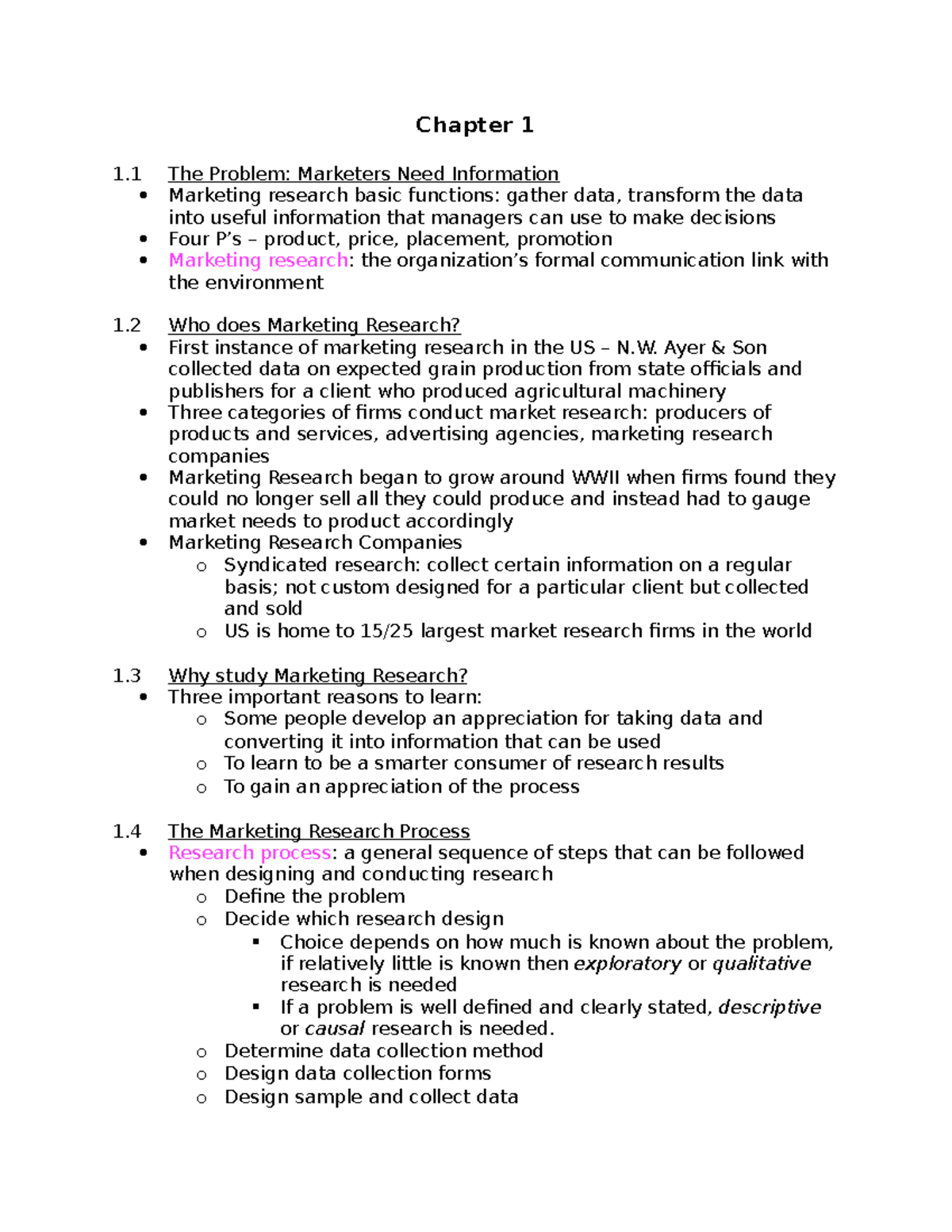 Chapter 1-4 Marketing Research Overview and Key Concepts - Studocu