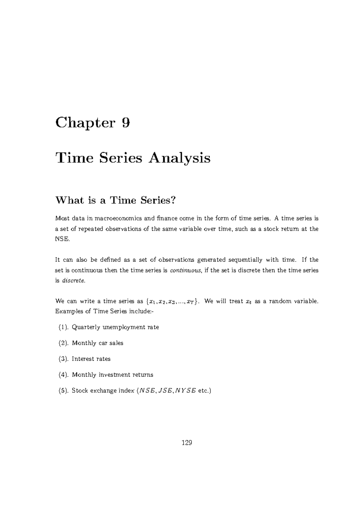 Time series Analysis - Chapter 9 Time Series Analysis What is a Time ...