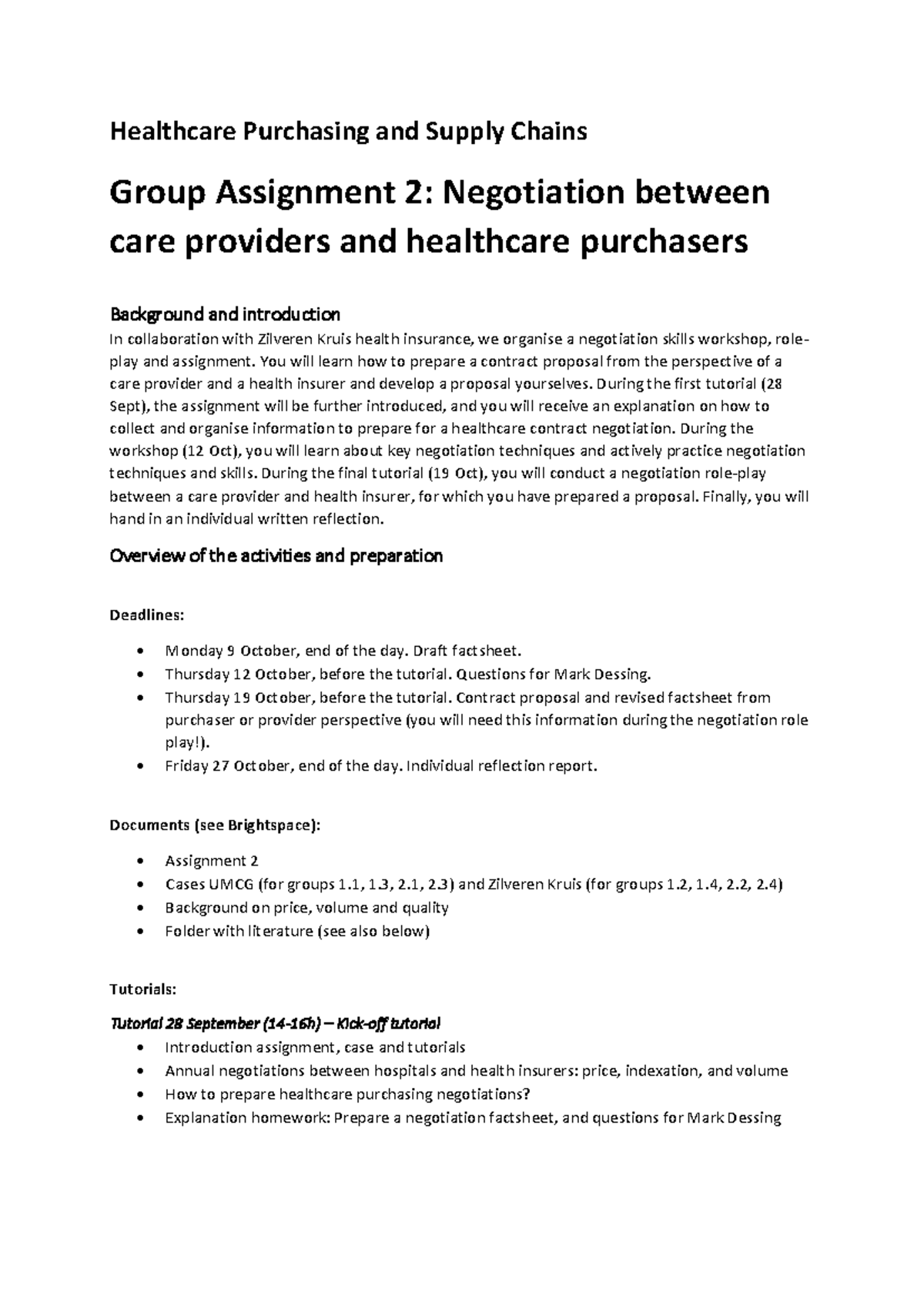 Group Assignment 2: Healthcare Negotiation Skills Workshop - HCP&SCs ...