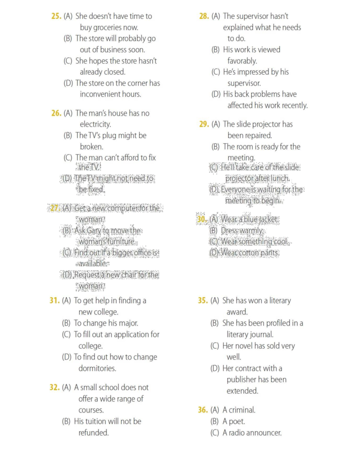 Listening Test 4 - Practice Questions and Answers - Studocu