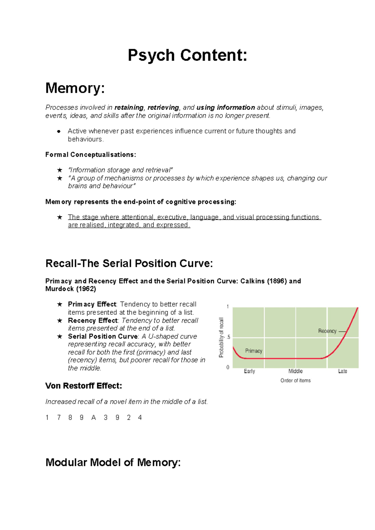 Psych 392: Test 2 revision notes on memory processes and theories - Studocu