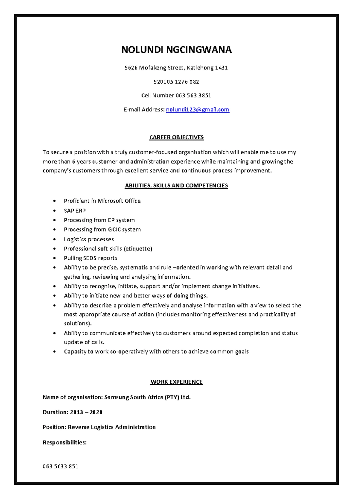 SAQA - 119465 - Learner Workbook - Learner Information