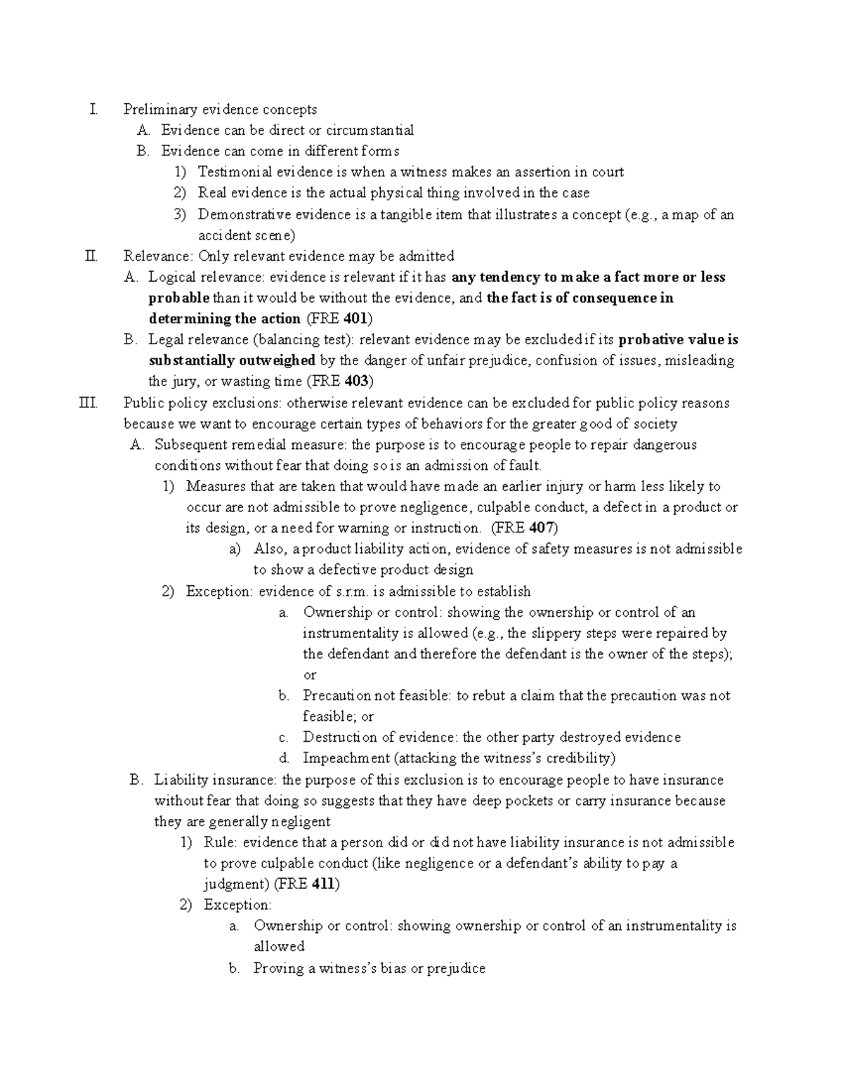 Evidence Law Overview: Key Concepts and Rules (Course Code: LAW 101 ...
