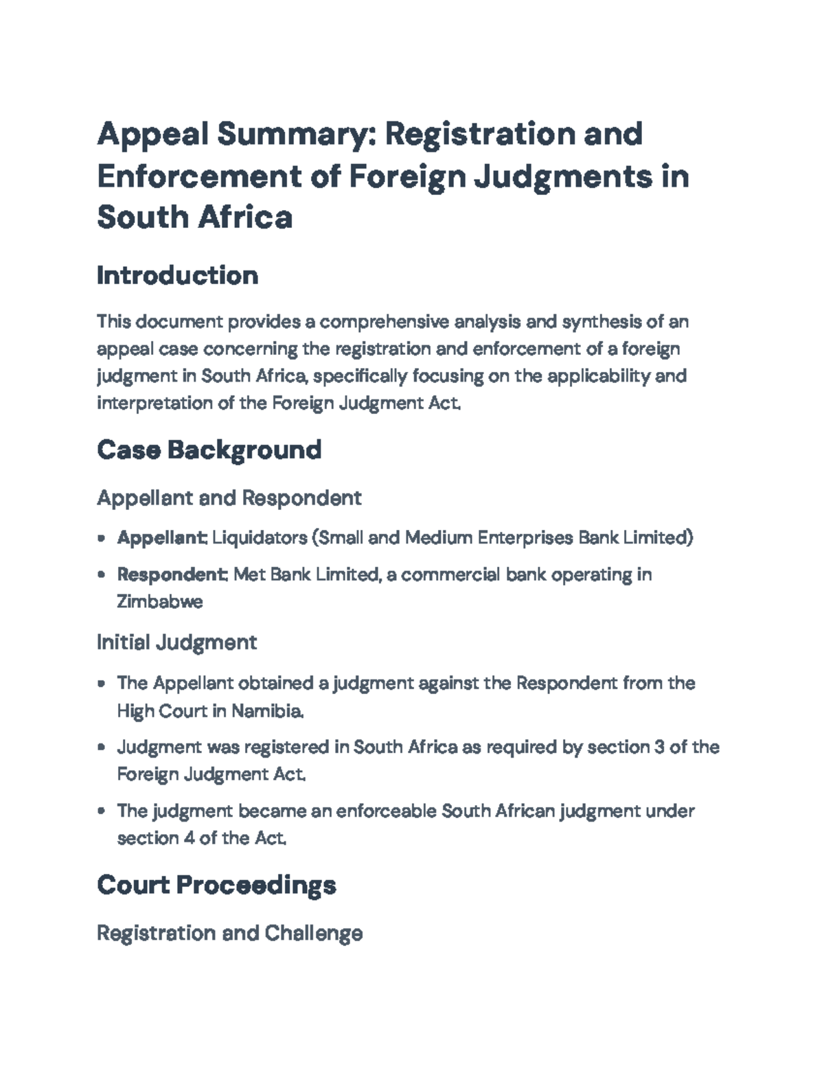 Appeal Case Analysis: Registration & Enforcement of Foreign Judgments ...