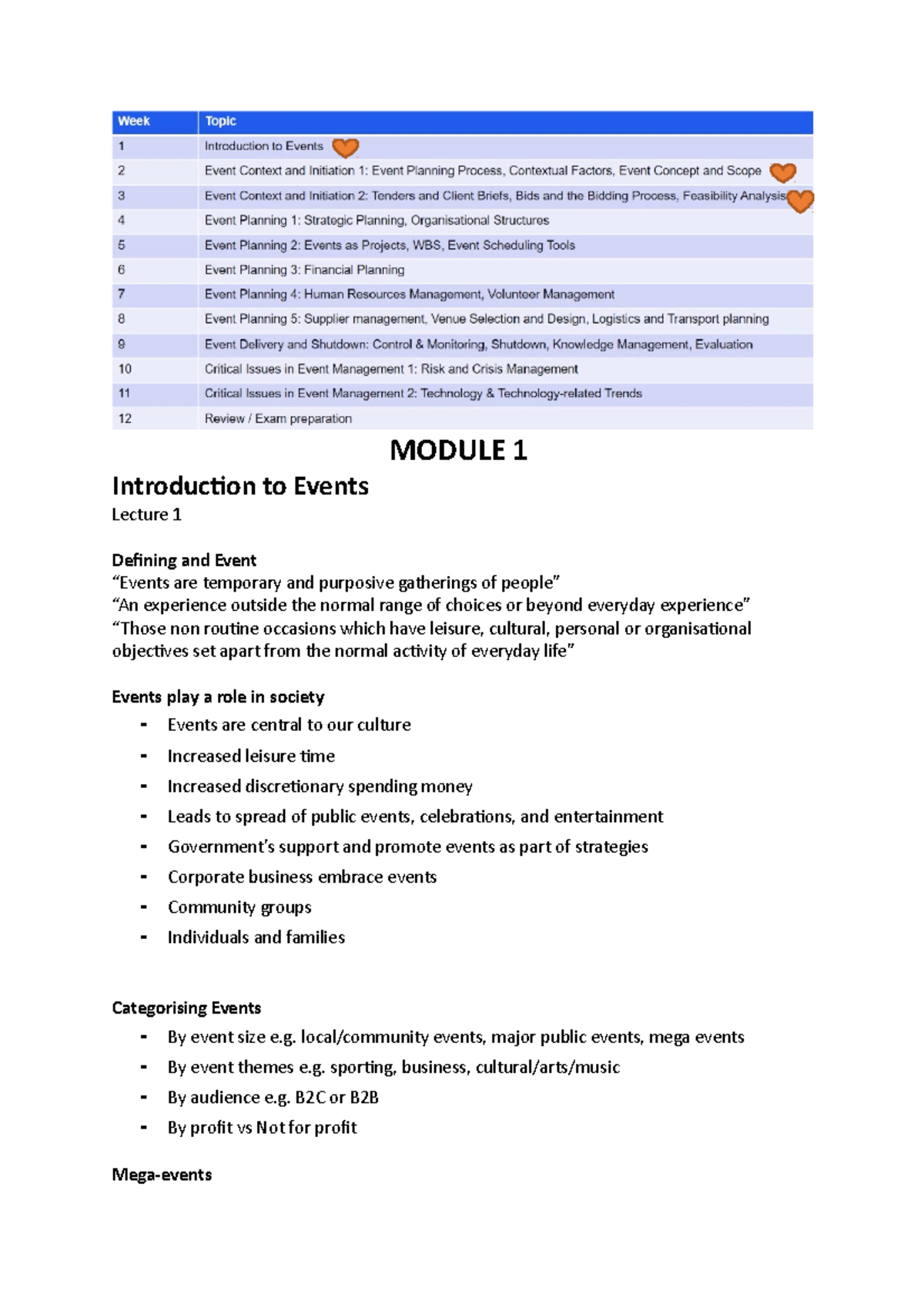 Event Management Lecture Notes: Concepts, Planning & Budgeting - Studocu