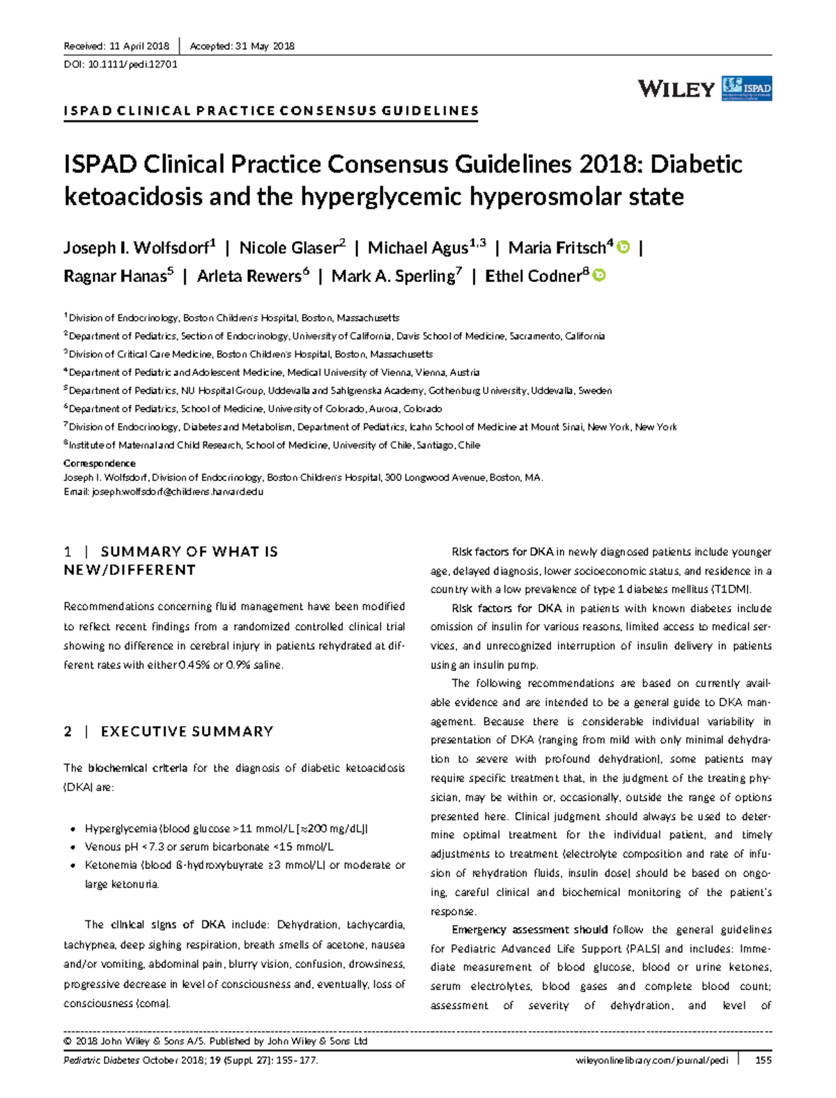 ISPAD Clinical Practice Guidelines 2018: Managing DKA & HHS - Studocu